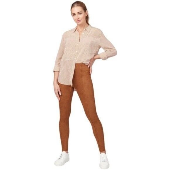 Spanx Faux Suede Rich Caramel Leggings - Picture 1 of 11